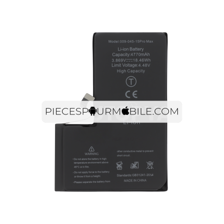 Batterie iPhone 15 Pro Max Haute Capacité (Ti) - Avec Adhésif 