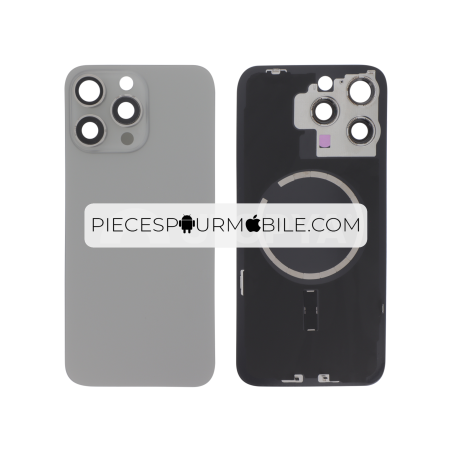 Vitre Arrière Complète Titane Naturel iPhone 15 Pro Max (Avec MagSafe) (Sans Logo) 