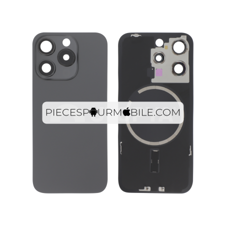 Vitre Arrière Complète Titane Noir iPhone 15 Pro (Avec MagSafe) (Sans Logo) 