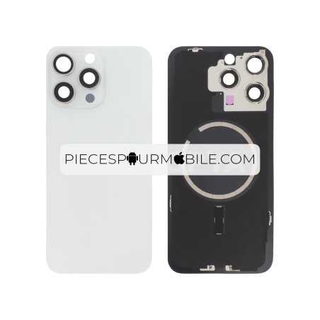 Vitre Arrière Complète Titane Blanc iPhone 15 Pro Max (Avec MagSafe) (Sans Logo) 
