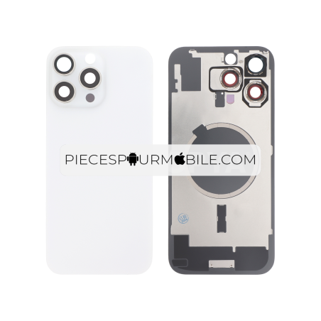 Vitre Arrière Complète Blanche Titane iPhone 16 Pro Max (Avec MagSafe) (Sans Logo) 