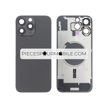 Vitre Arrière Complète Titane Noire iPhone 16 Pro Max (Avec MagSafe) (Sans Logo) 