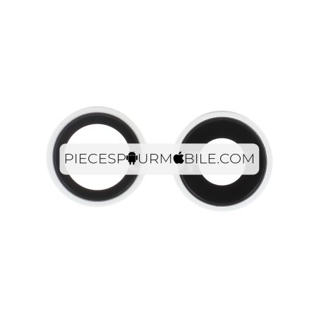 Lentille Caméra Arrière avec Contour iPhone 16/16 Plus (Blanc) (Lot de 2) 